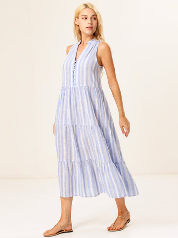 Striped Button-Front Dress